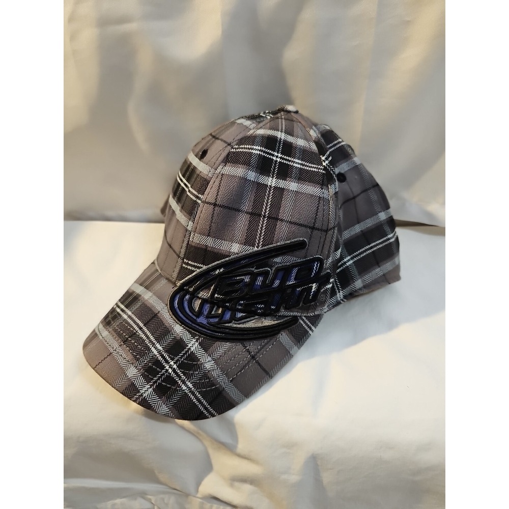 Top World Bud Light Hat Plaid Gray, Black, & White Adult L / XL